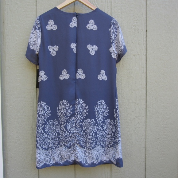 Lulu’s Riverside Slate Blue Floral Print Shift Dress Short Sleeve Women’s S - Picture 7 of 15
